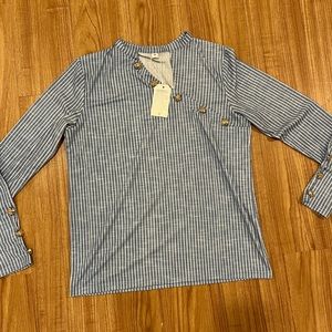 Woman’s Blue & White striped Shirt. NWT